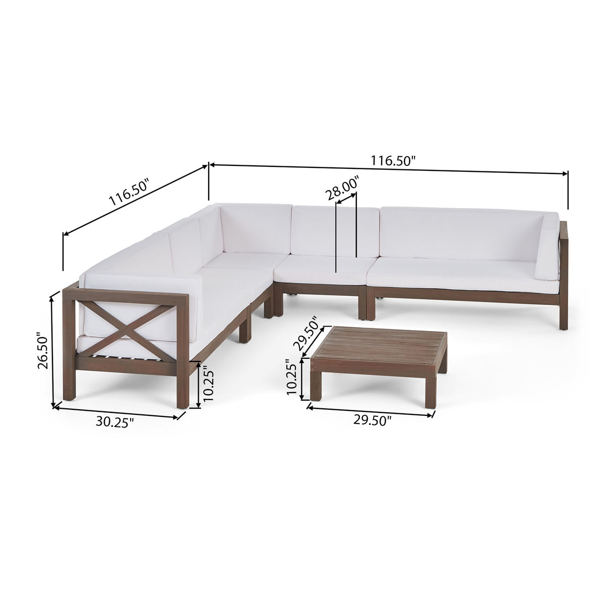 Brava 7-Seater Wood Sectional Sofa Set by Christopher Knight Home