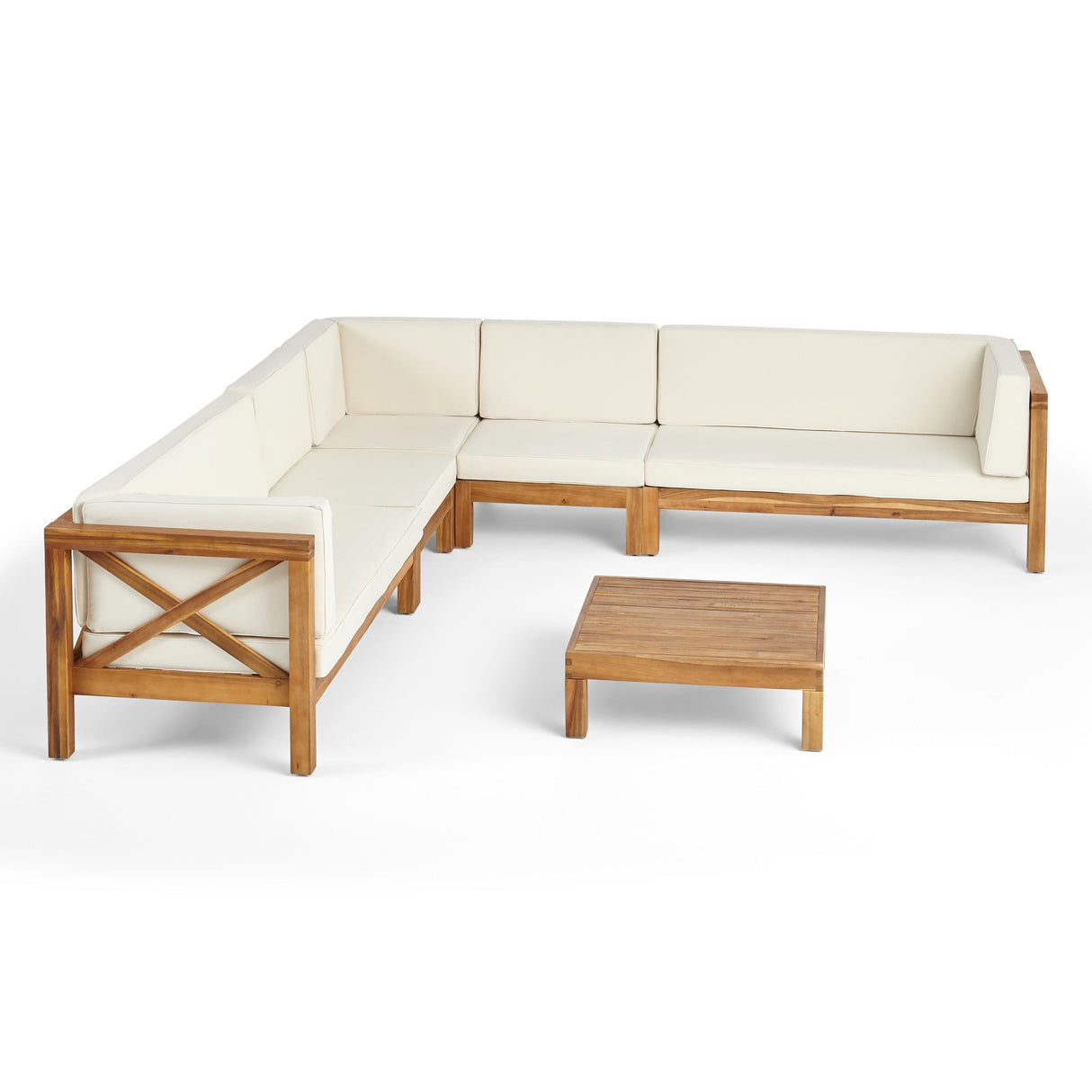 Brava 7-Seater Wood Sectional Sofa Set by Christopher Knight Home