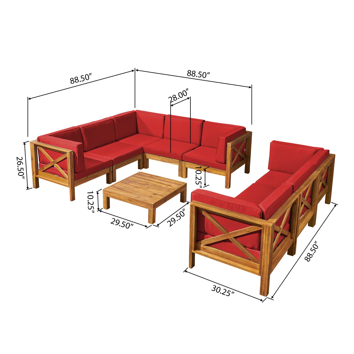 Brava 9-piece Acacia Wood Sectional Sofa Set by Christopher Knight Home