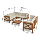 Brava 9-piece Acacia Wood Sectional Sofa Set by Christopher Knight Home