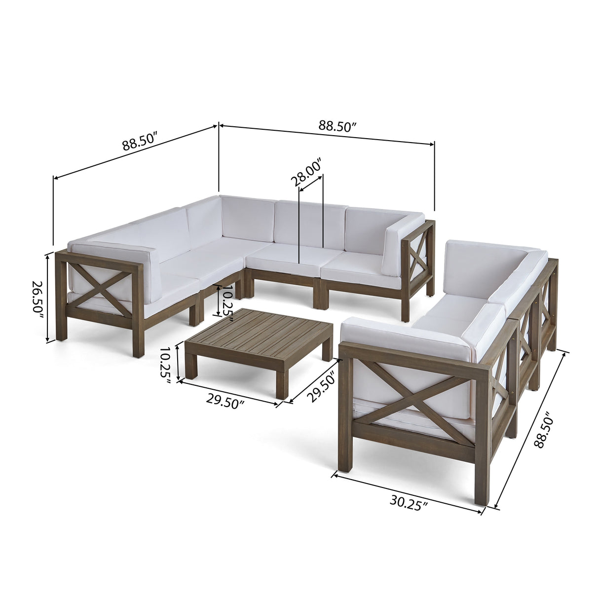 Brava 9-piece Acacia Wood Sectional Sofa Set by Christopher Knight Home