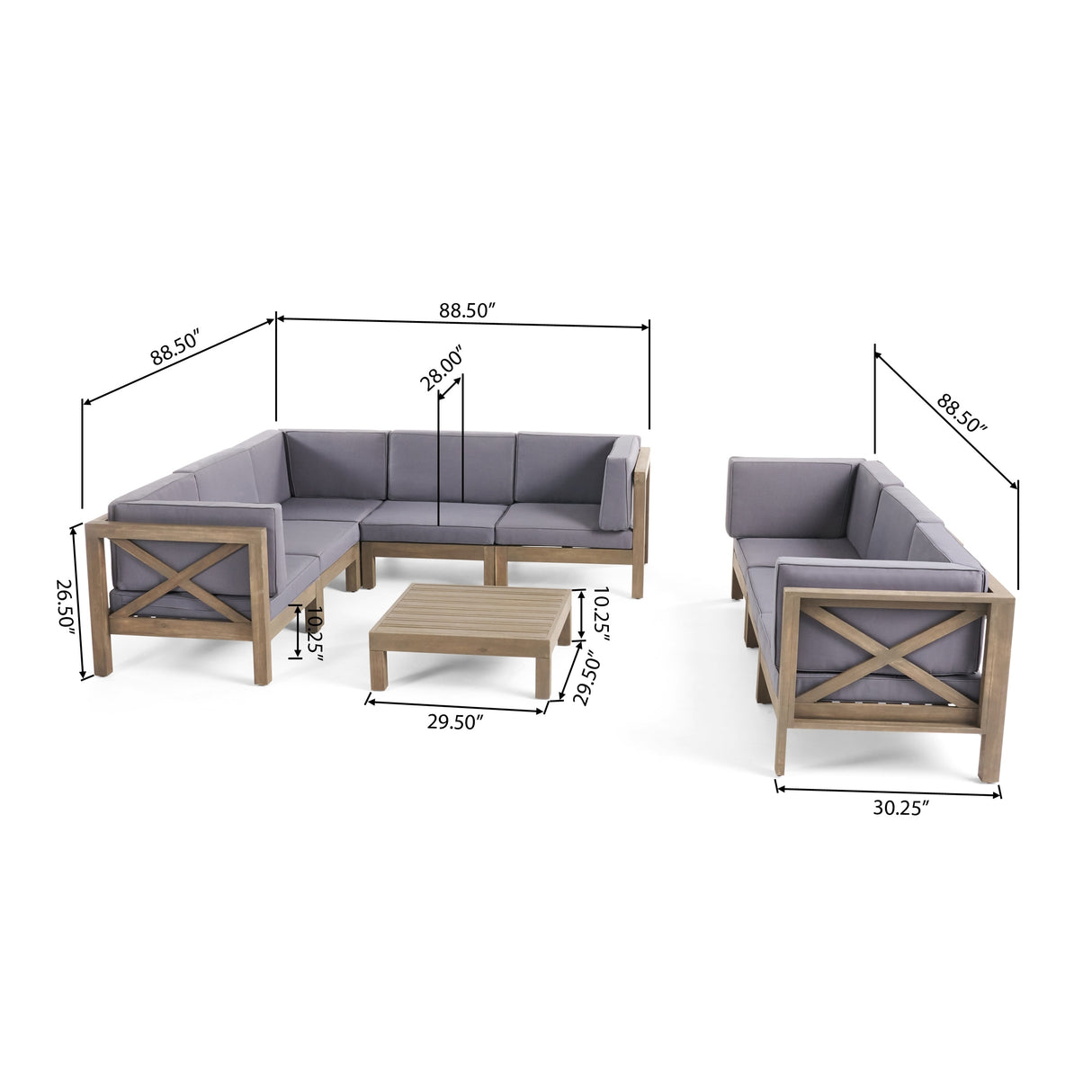 Brava 9-piece Acacia Wood Sectional Sofa Set by Christopher Knight Home