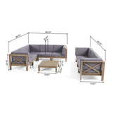 Brava 9-piece Acacia Wood Sectional Sofa Set by Christopher Knight Home