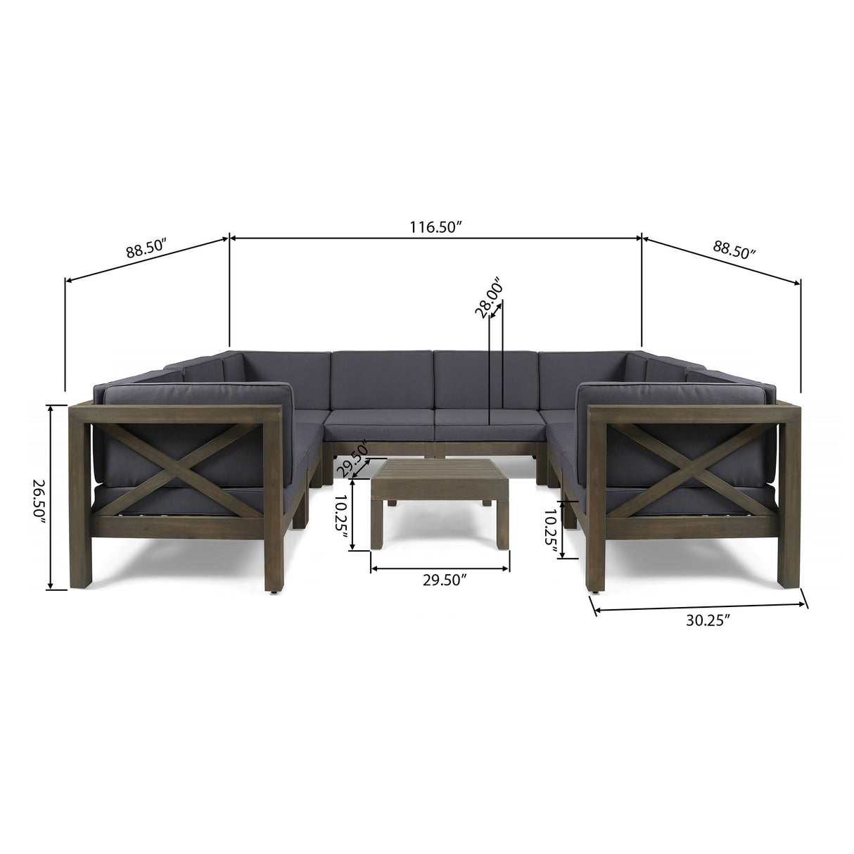 Brava Acacia Wood Outdoor Sectional Sofa by Christopher Knight Home