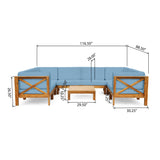 Brava Acacia Wood Outdoor Sectional Sofa by Christopher Knight Home