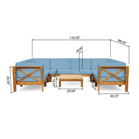 Brava Acacia Wood Outdoor Sectional Sofa by Christopher Knight Home