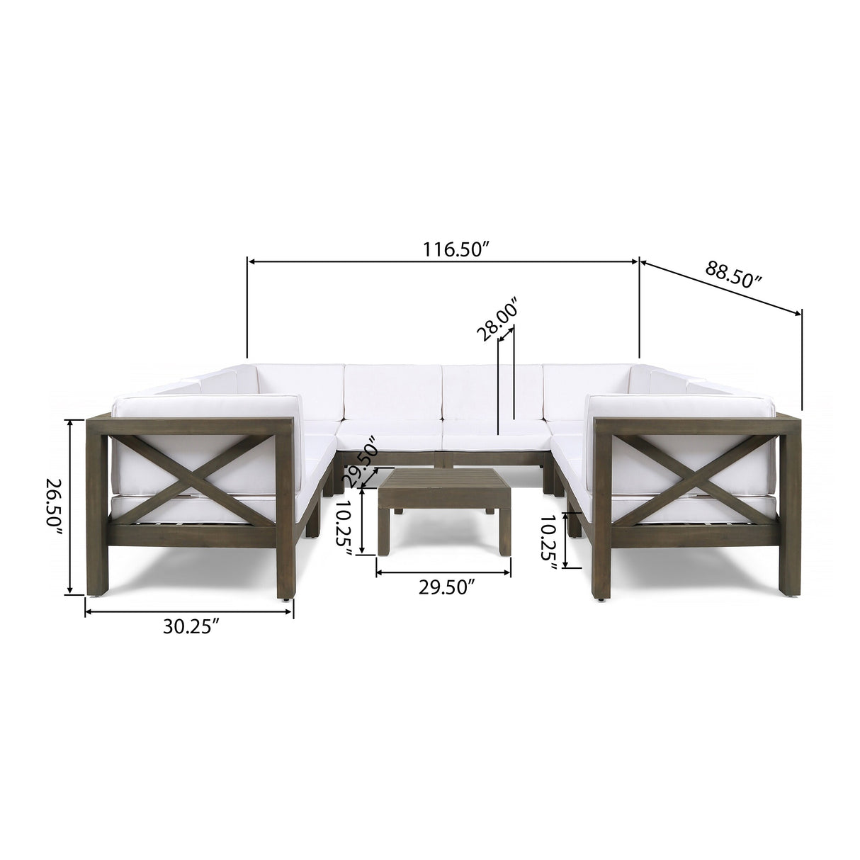 Brava Acacia Wood Outdoor Sectional Sofa by Christopher Knight Home