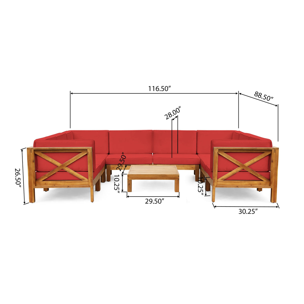 Brava Acacia Wood Outdoor Sectional Sofa by Christopher Knight Home