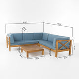 Brava Acacia Outdoor Sectional Chat Set by Christopher Knight Home - 88.50" L x 88.50" W x 26.50" H
