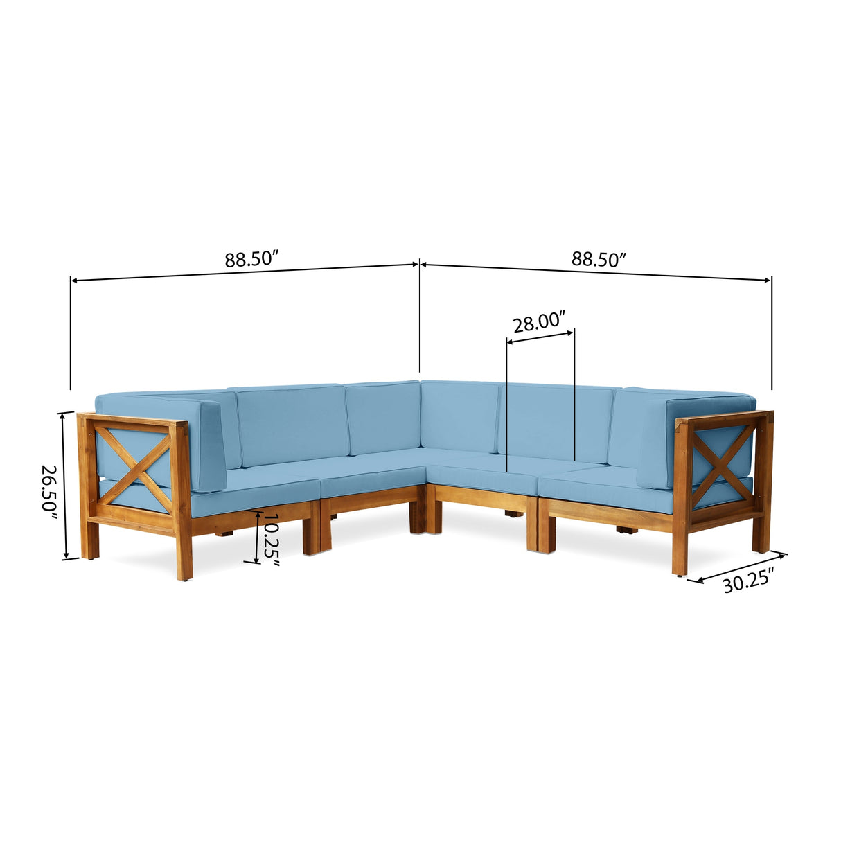 Brava Outdoor 5-Seat Acacia Wood Sofa Set by Christopher Knight Home