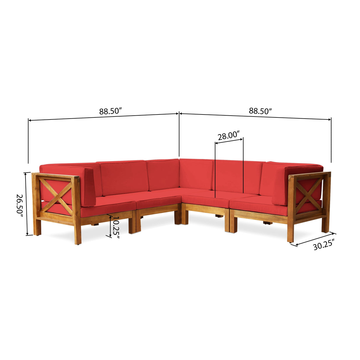 Brava Outdoor 5-Seat Acacia Wood Sofa Set by Christopher Knight Home