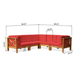 Brava Outdoor 5-Seat Acacia Wood Sofa Set by Christopher Knight Home