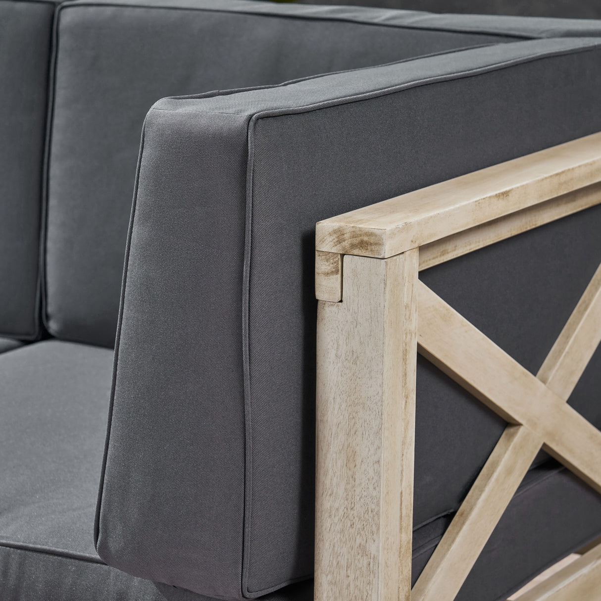 Brava Outdoor Acacia Wood 5 Seater Sectional Sofa Set with Coffee Table by Christopher Knight Home