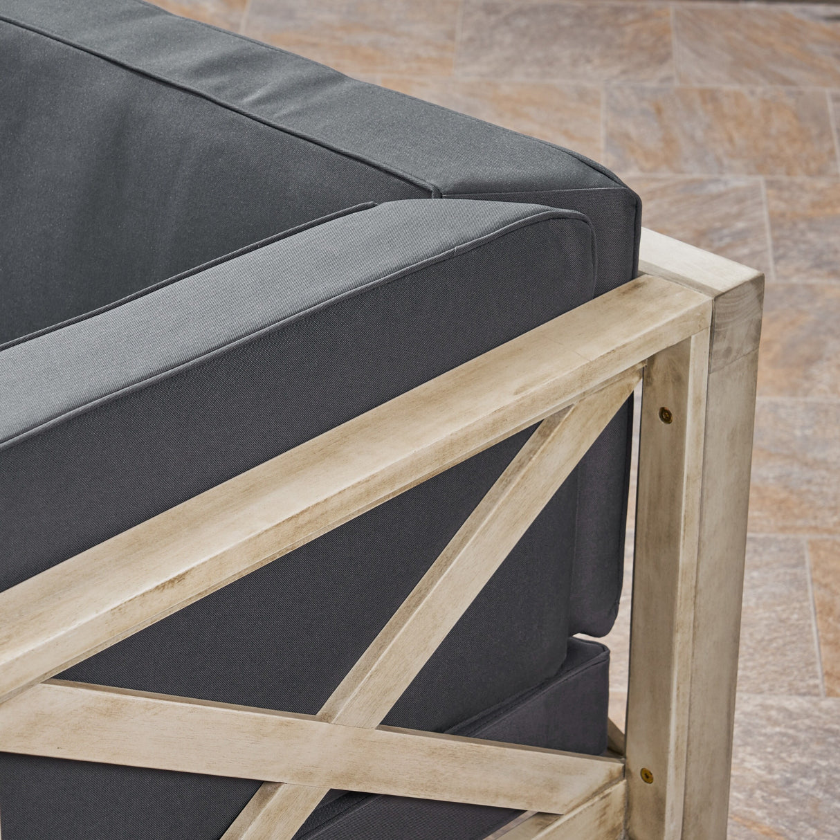Brava Outdoor Acacia Wood 5 Seater Sectional Sofa Set with Coffee Table by Christopher Knight Home