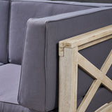 Brava Outdoor Acacia Wood 5 Seater Sectional Sofa Set with Fire Pit by Christopher Knight Home