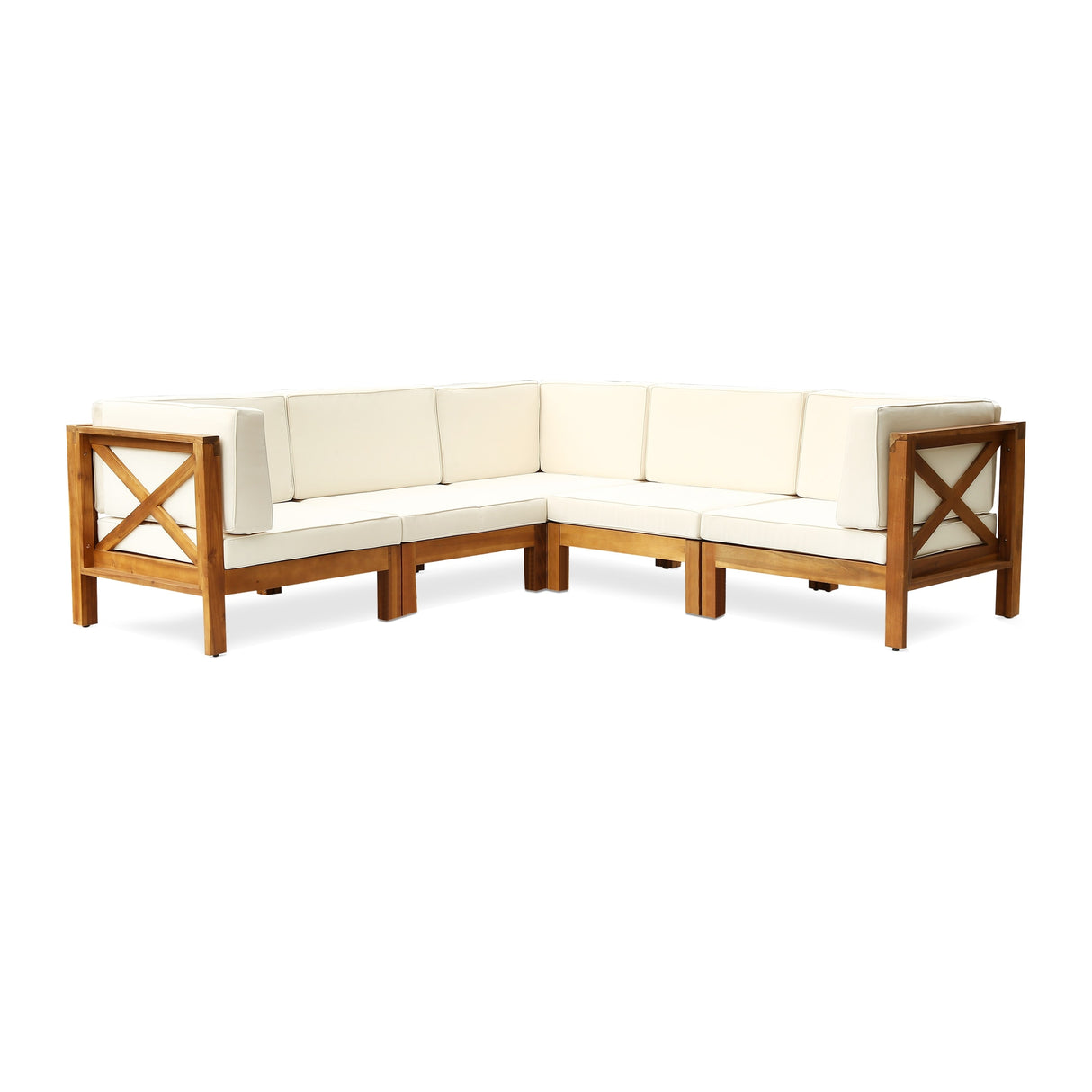 Brava Outdoor 5-Seat Acacia Wood Sofa Set by Christopher Knight Home