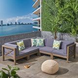 Brava Outdoor 5-Seat Acacia Wood Sofa Set by Christopher Knight Home