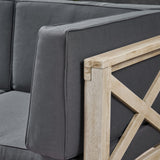 Brava Outdoor Acacia Wood 5 Seater Sectional Sofa Set with Water-Resistant Cushions by Christopher Knight Home