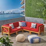 Brava Outdoor 5-Seat Acacia Wood Sofa Set by Christopher Knight Home