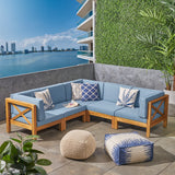 Brava Outdoor 5-Seat Acacia Wood Sofa Set by Christopher Knight Home