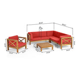 Brava Outdoor Acacia Sectional Sofa and Club Chair Set by Christopher Knight Home