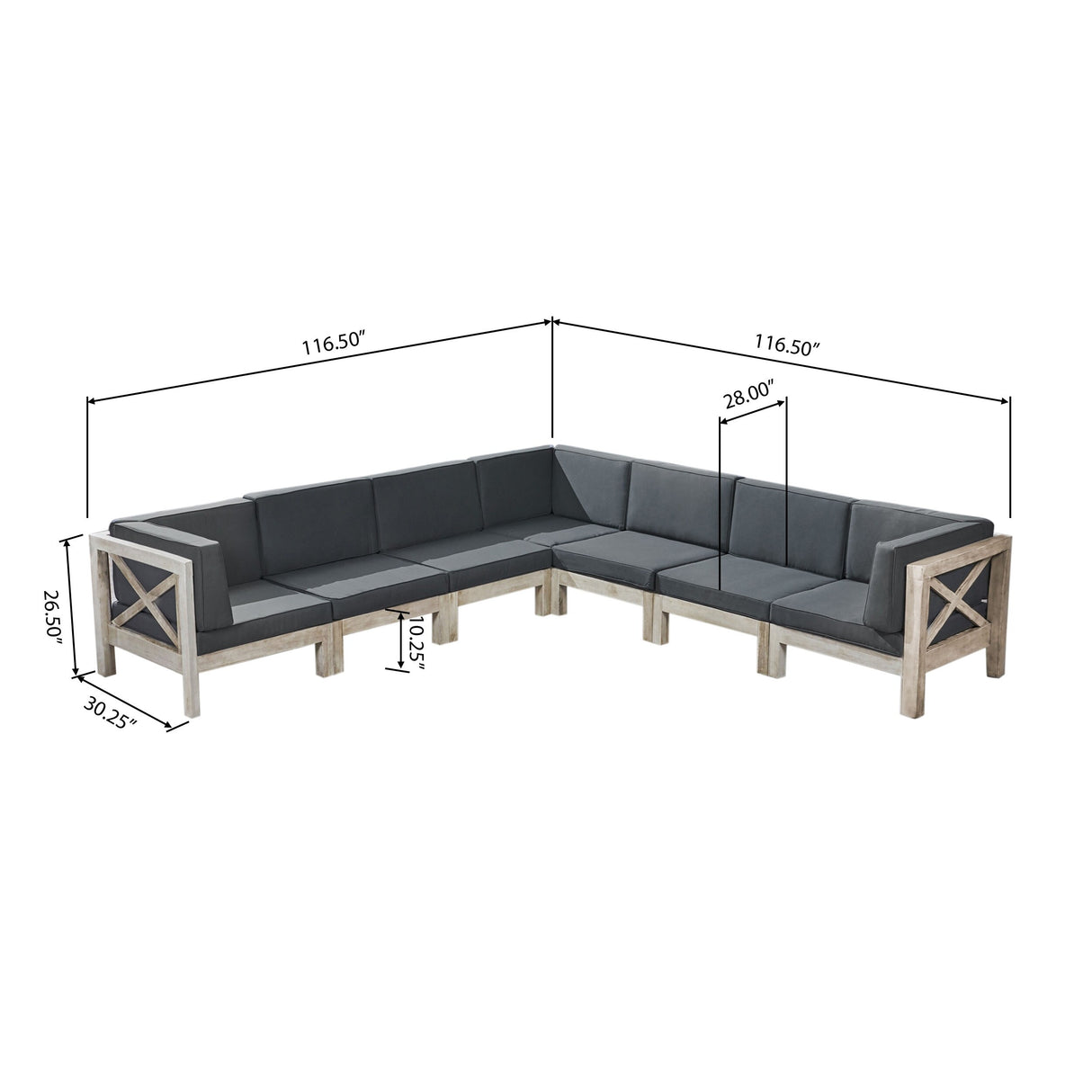 Brava Outdoor 7 Seater Acacia Wood Sectional Sofa Set by Christopher Knight Home