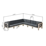 Brava Outdoor 7 Seater Acacia Wood Sectional Sofa Set by Christopher Knight Home