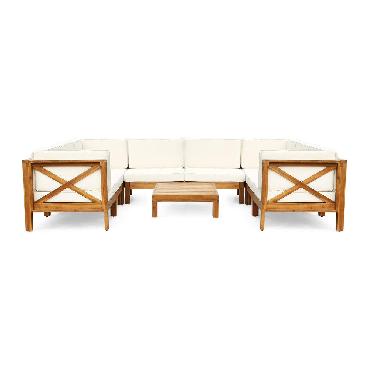 Brava Acacia Wood Outdoor Sectional Sofa by Christopher Knight Home