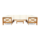 Brava Acacia Wood Outdoor Sectional Sofa by Christopher Knight Home