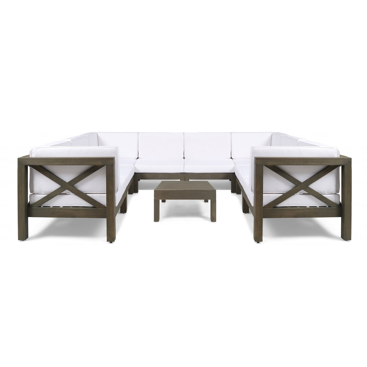 Brava Acacia Wood Outdoor Sectional Sofa by Christopher Knight Home
