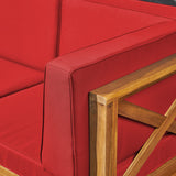 Brava Acacia Wood Outdoor Sectional Sofa by Christopher Knight Home