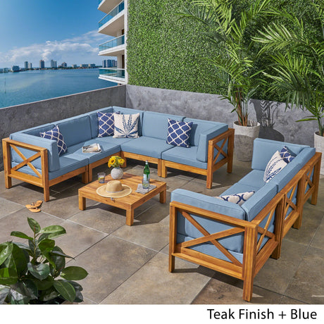 Brava 9-piece Acacia Wood Sectional Sofa Set by Christopher Knight Home