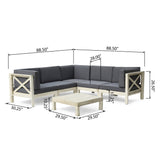 Brava Outdoor Acacia Wood 5 Seater Sectional Sofa Set with Coffee Table by Christopher Knight Home