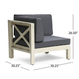 Brava Outdoor Acacia Wood 5 Seater Sectional Sofa Set with Coffee Table by Christopher Knight Home