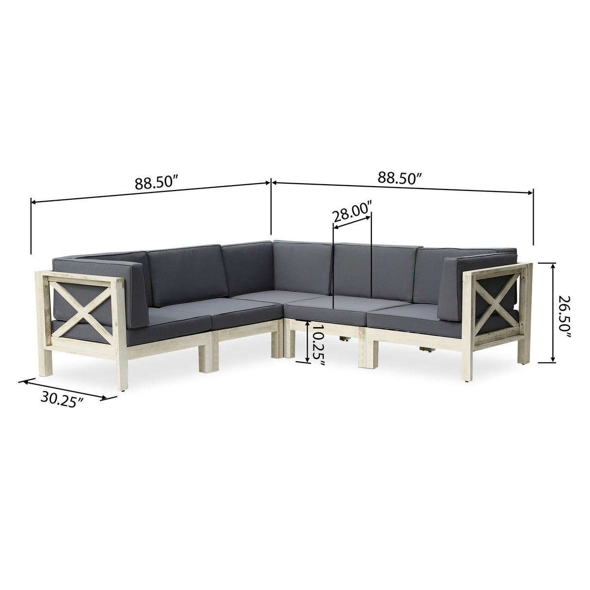 Brava Outdoor Acacia Wood 5 Seater Sectional Sofa Set with Water-Resistant Cushions by Christopher Knight Home