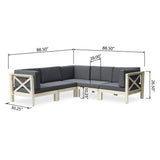 Brava Outdoor Acacia Wood 5 Seater Sectional Sofa Set with Water-Resistant Cushions by Christopher Knight Home