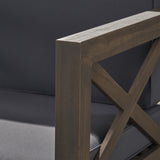 Brava Outdoor Acacia Wood Club Chair with Cushion by Christopher Knight Home