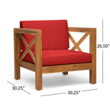 Brava Outdoor Acacia Wood Club Chair with Cushion by Christopher Knight Home