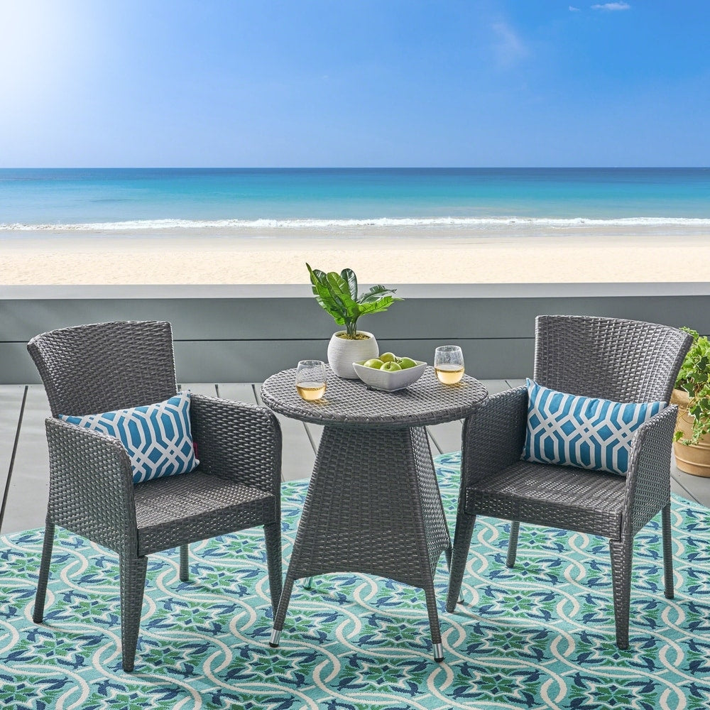 Brayden Outdoor 3-piece Wicker Bistro Set by Christopher Knight Home - N/A