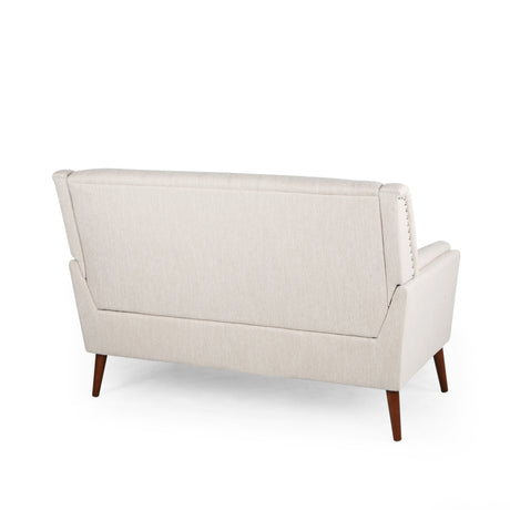 Braymer Mid-Century Modern Fabric Settee with Nailhead Trim by Christopher Knight Home