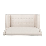 Braymer Mid-Century Modern Fabric Settee with Nailhead Trim by Christopher Knight Home