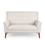 Braymer Mid-Century Modern Fabric Settee with Nailhead Trim by Christopher Knight Home