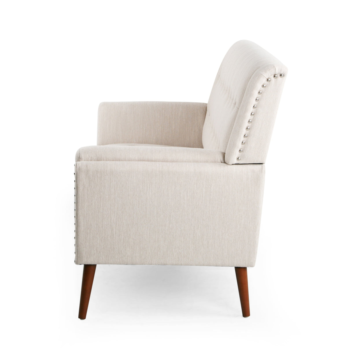 Braymer Mid-Century Modern Fabric Settee with Nailhead Trim by Christopher Knight Home