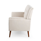 Braymer Mid-Century Modern Fabric Settee with Nailhead Trim by Christopher Knight Home