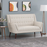 Braymer Mid-Century Modern Fabric Settee with Nailhead Trim by Christopher Knight Home