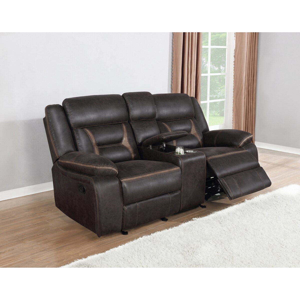Brazelton Upholstered Glider Loveseat with Console