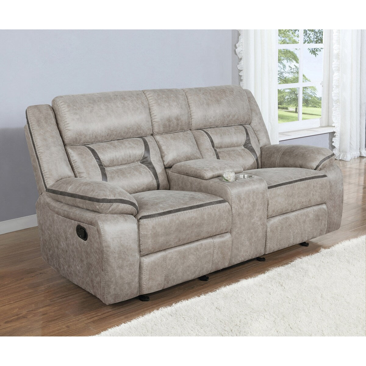 Brazelton Upholstered Glider Loveseat with Console