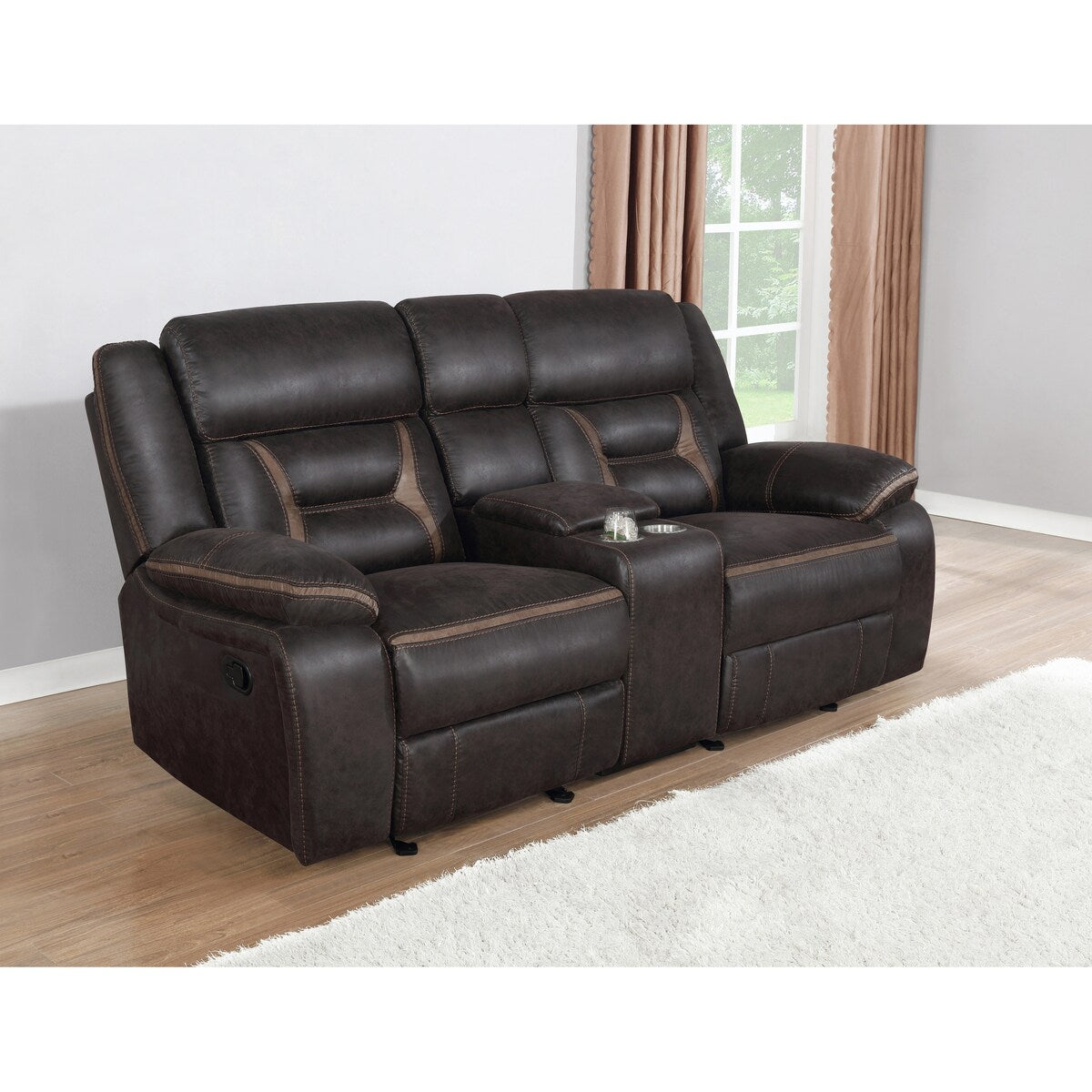 Brazelton Upholstered Glider Loveseat with Console