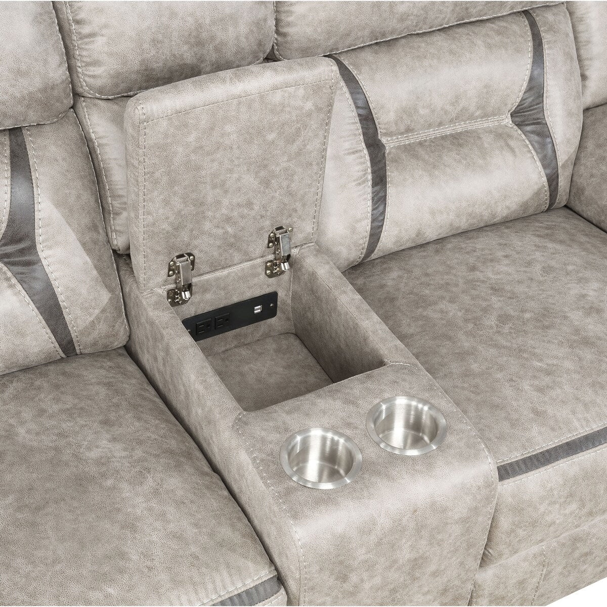 Brazelton Upholstered Glider Loveseat with Console