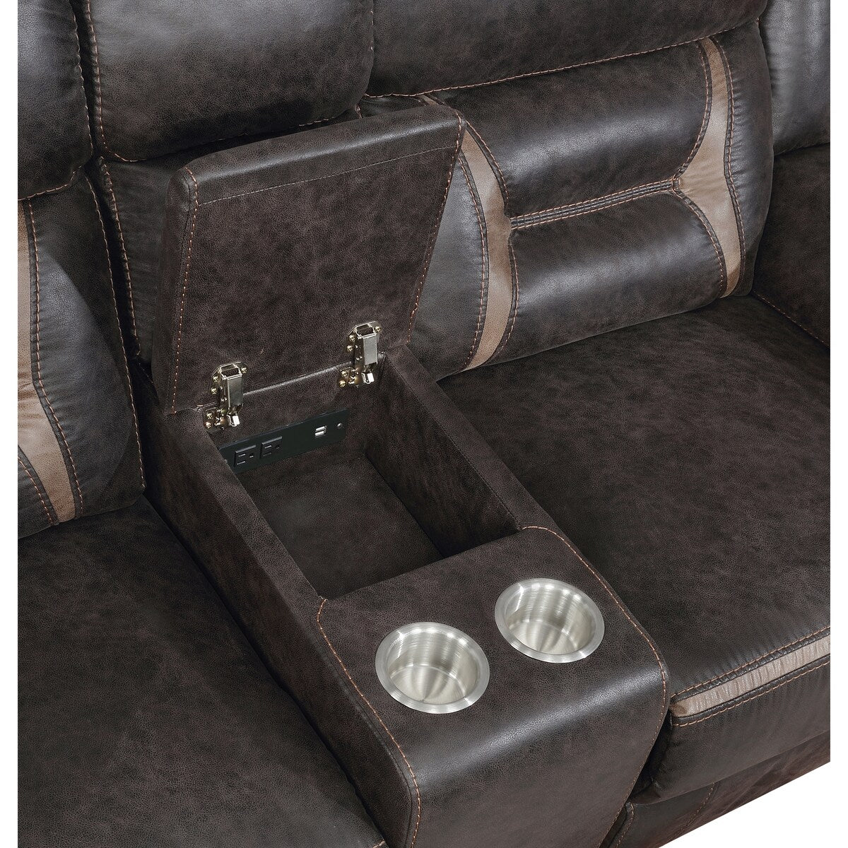 Brazelton Upholstered Glider Loveseat with Console